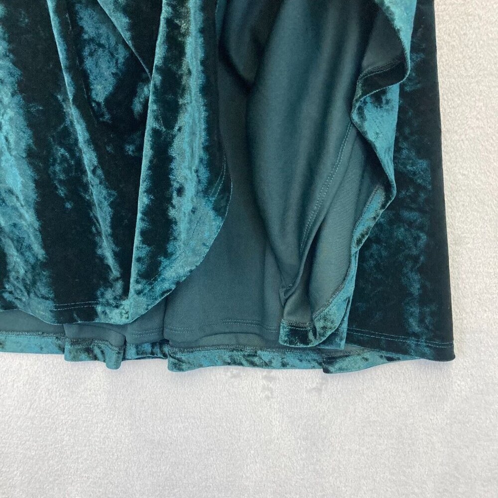 SANGRIA Green Velvet Mini Dress Women's Size 6 Lace Illusion Yoke Witchy - Picture 10 of 16